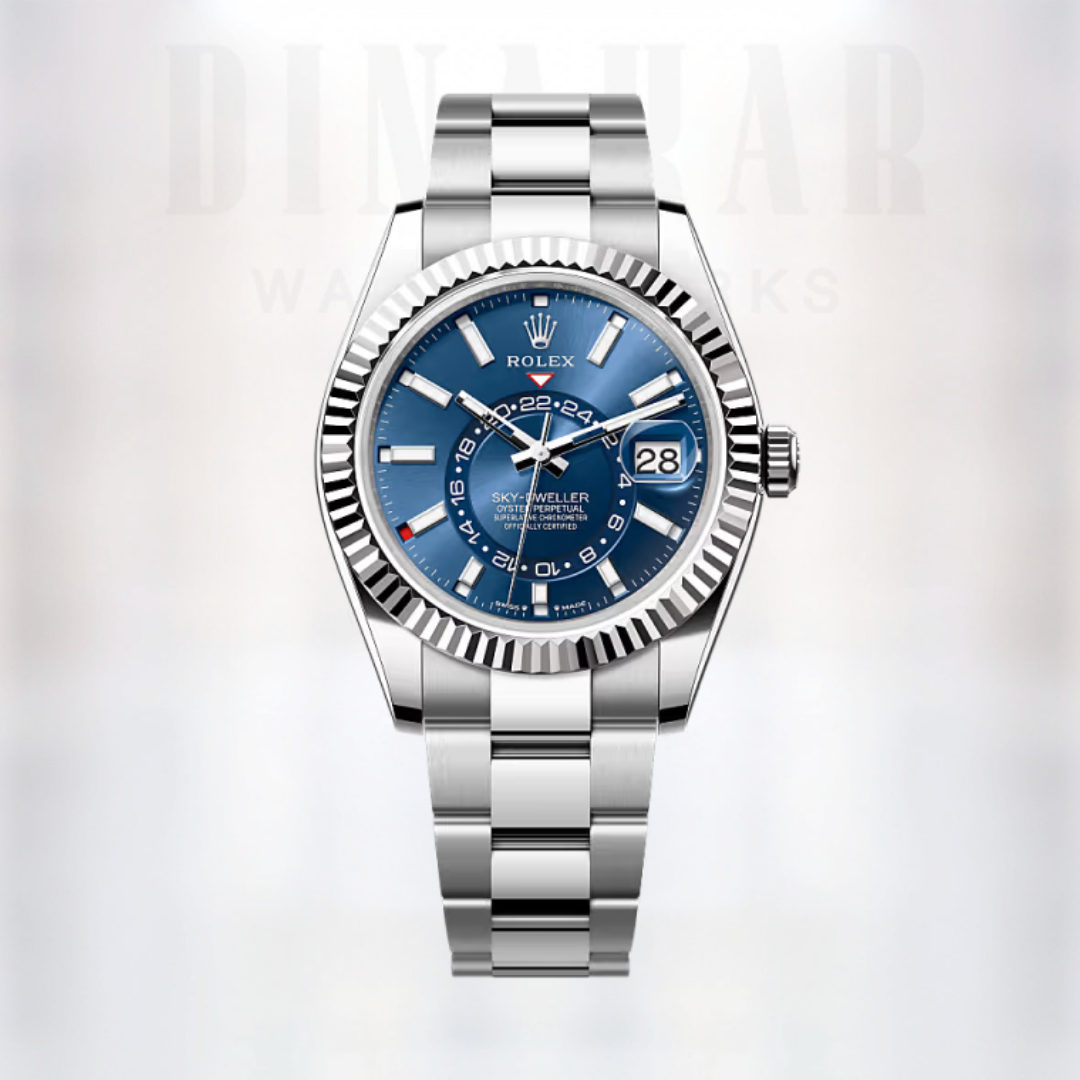 Rolex Sky-Dweller, Oystersteel and White Gold, Bright blue dial