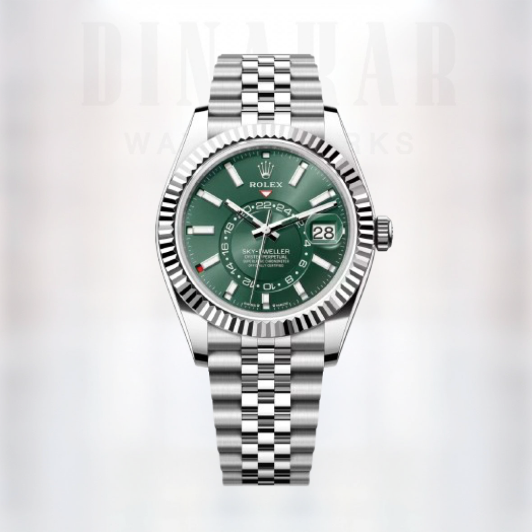 Rolex Sky-Dweller, Oystersteel and White Gold, Mint Green dial