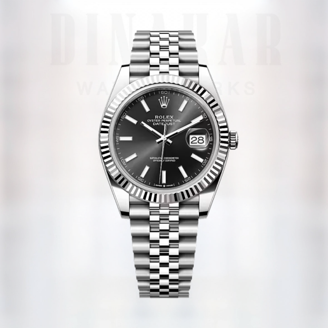 Rolex Datejust 41, Oystersteel and White Gold, Bright Black Dial