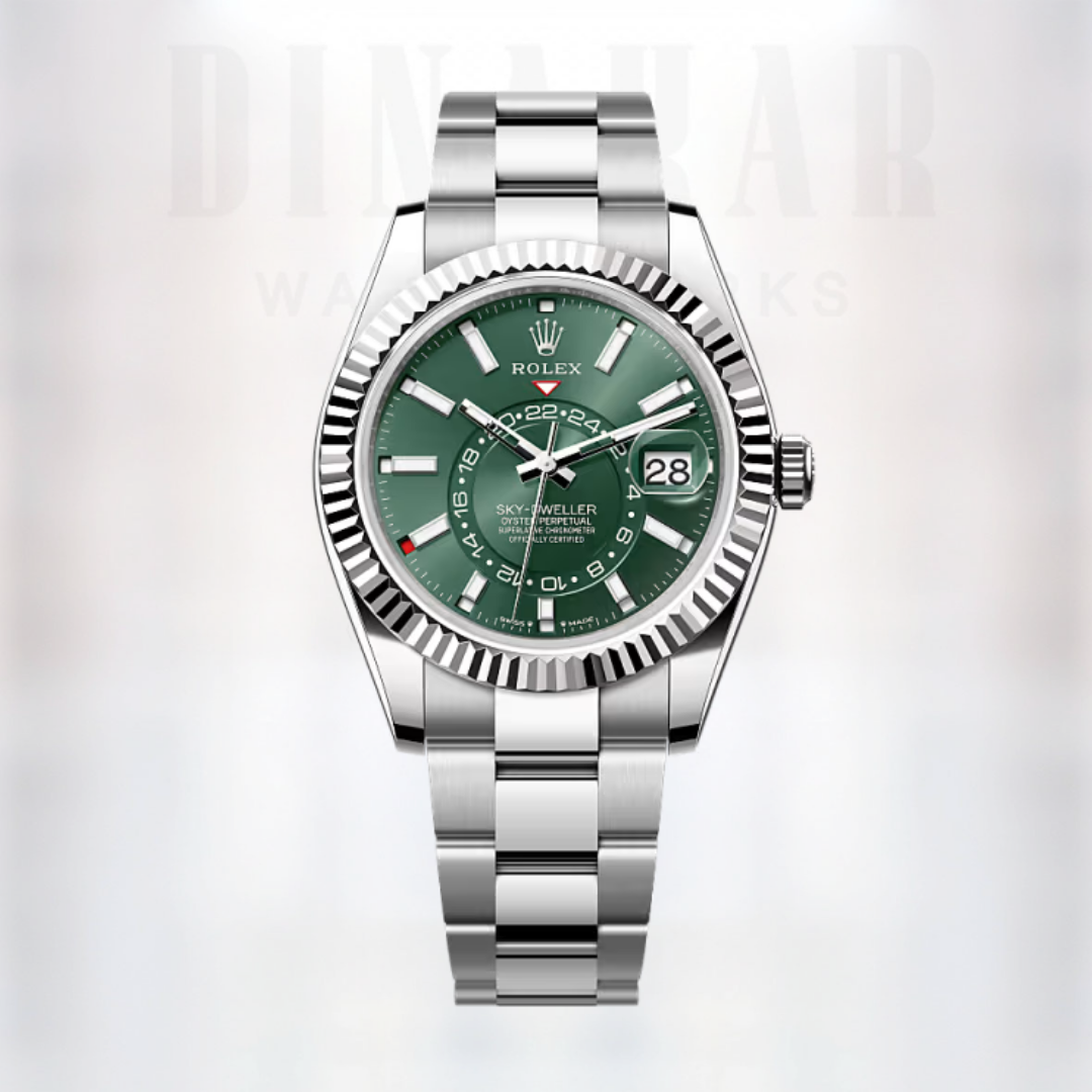 Rolex Sky-Dweller, Oystersteel and White Gold, Mint Green dial