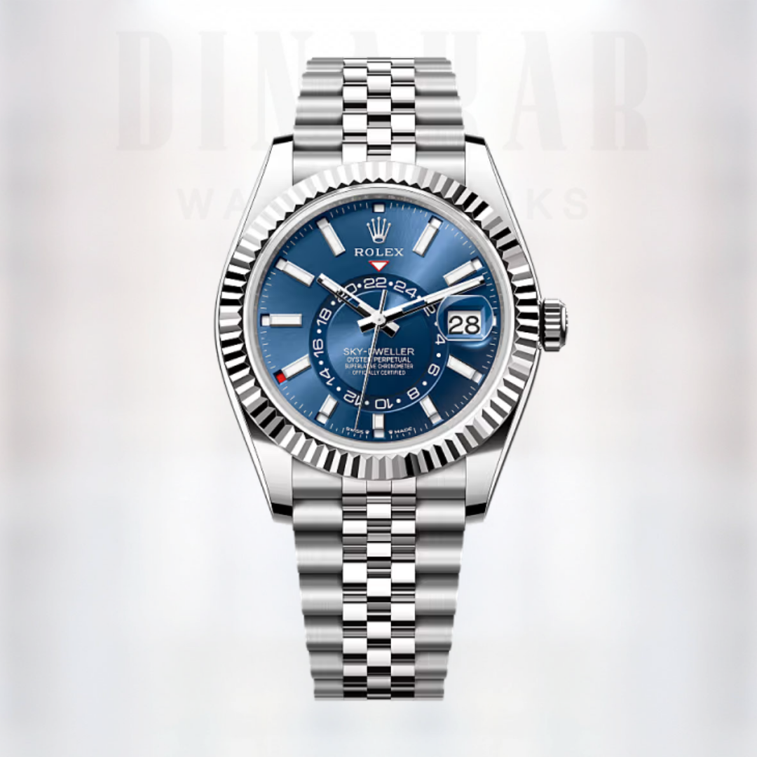 Rolex Sky-Dweller, Oystersteel and White Gold, Bright blue dial