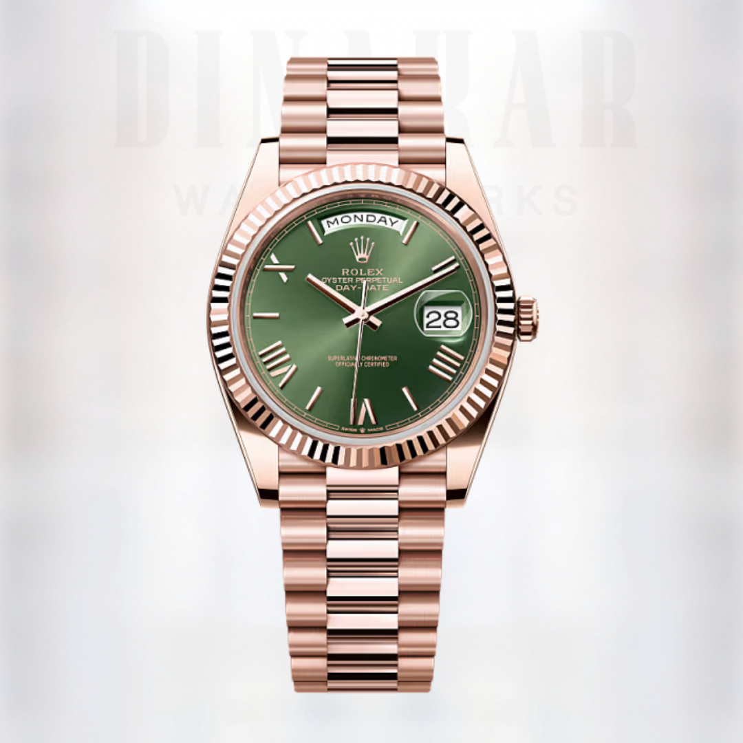 Rolex Day-Date 40, Rose Gold, Olive Green dial