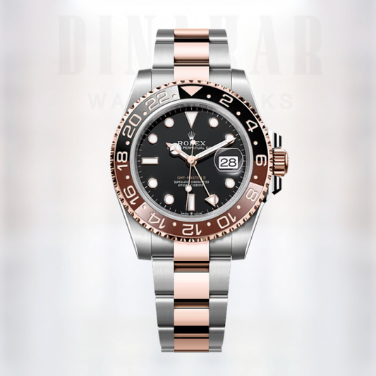 Rolex GMT-Master II, Oystersteel and Rose Gold, Black dial (Rootbeer)