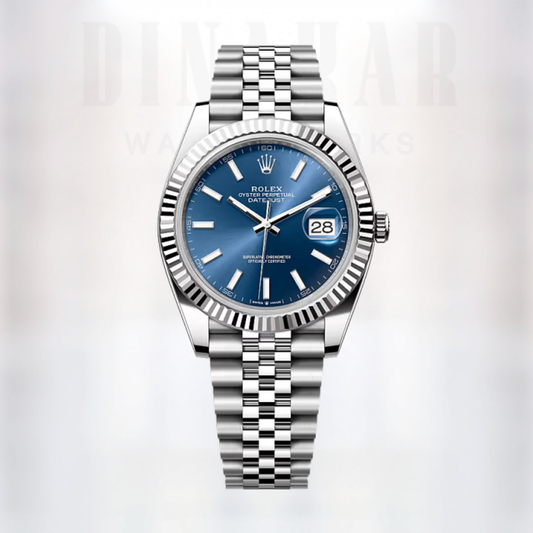 Rolex Datejust 41, Oystersteel and White Gold, Bright blue dial