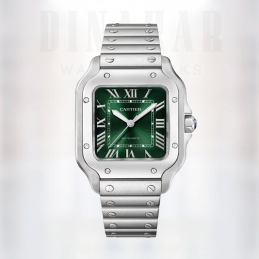 Cartier Santos Medium, Steel, Green Dial