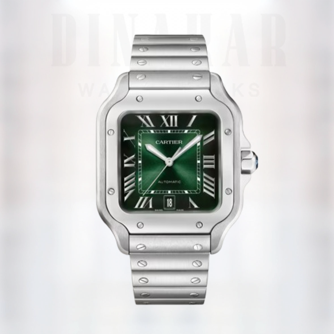 Cartier Santos Large, Steel, Green Dial