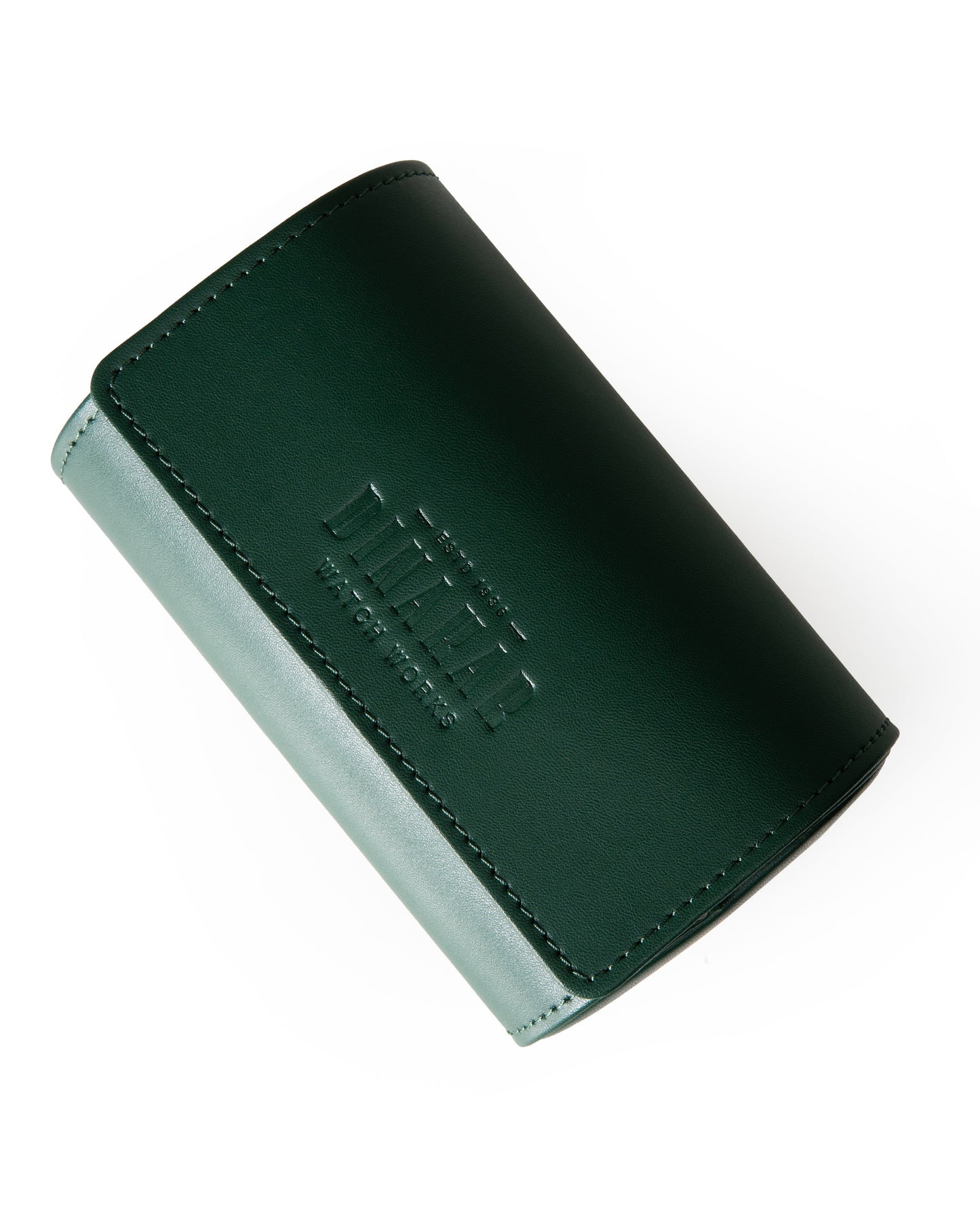 Travel Leather 2-Slot Watch Roll (Green)