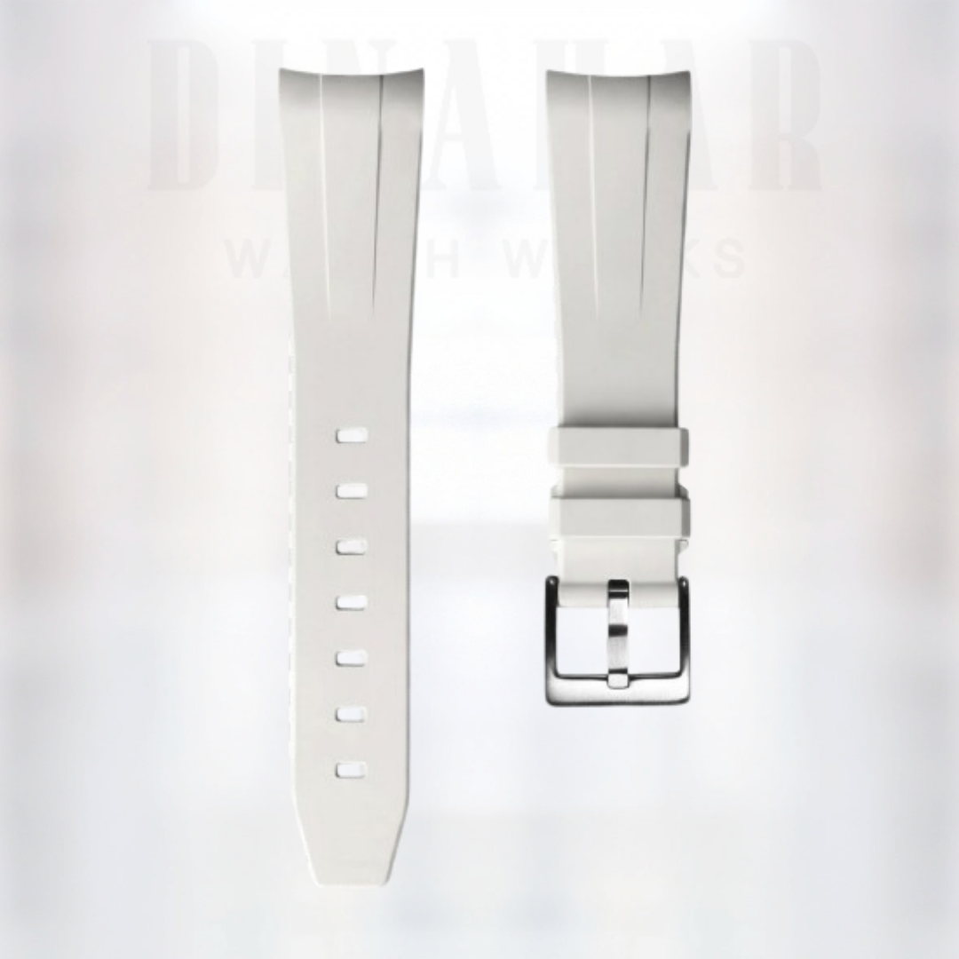 Curved Rubber Strap, White