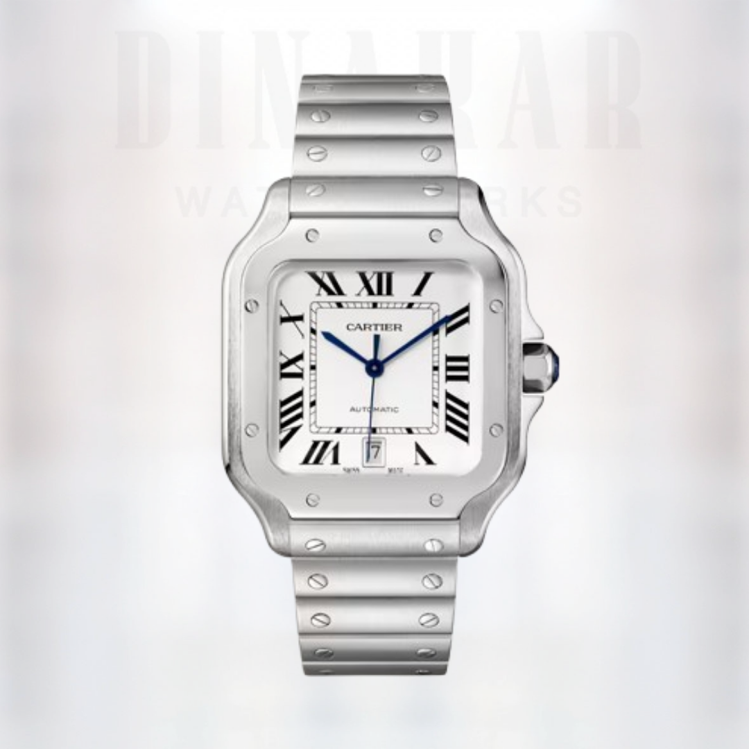 Cartier Santos Large, Steel, White Dial