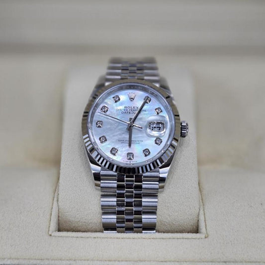 Rolex Datejust 36, Oystersteel and White Gold, White Mother of Pearl set with Diamonds