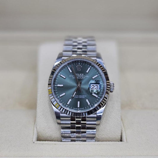 Rolex Datejust 36, Oystersteel & White Gold, Mint Green dial