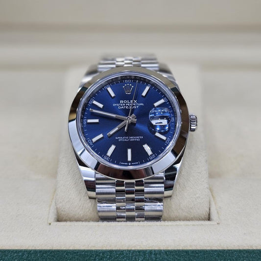 Rolex Datejust 41, Oystersteel, Bright blue dial