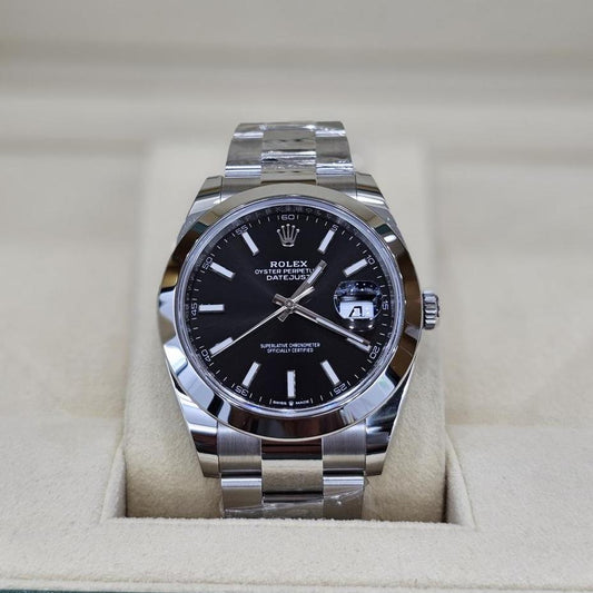 Rolex Datejust 41, Oystersteel, Bright black dial