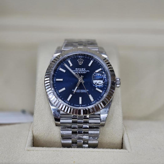 Rolex Datejust 41, Oystersteel and White Gold, Bright blue dial