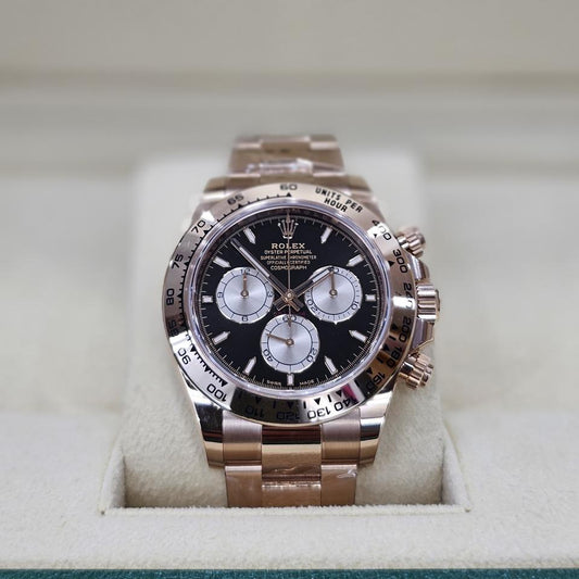 Rolex Daytona, Rose Gold, Bright Black & Sundust Dial