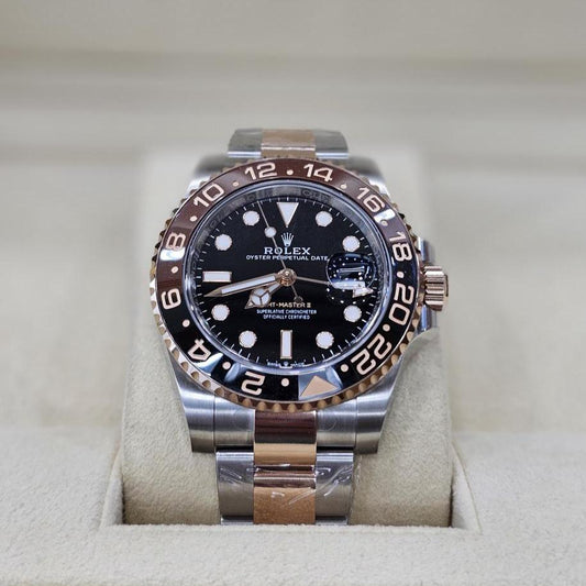 Rolex GMT-Master II, Oystersteel and Rose Gold, Black dial (Rootbeer)