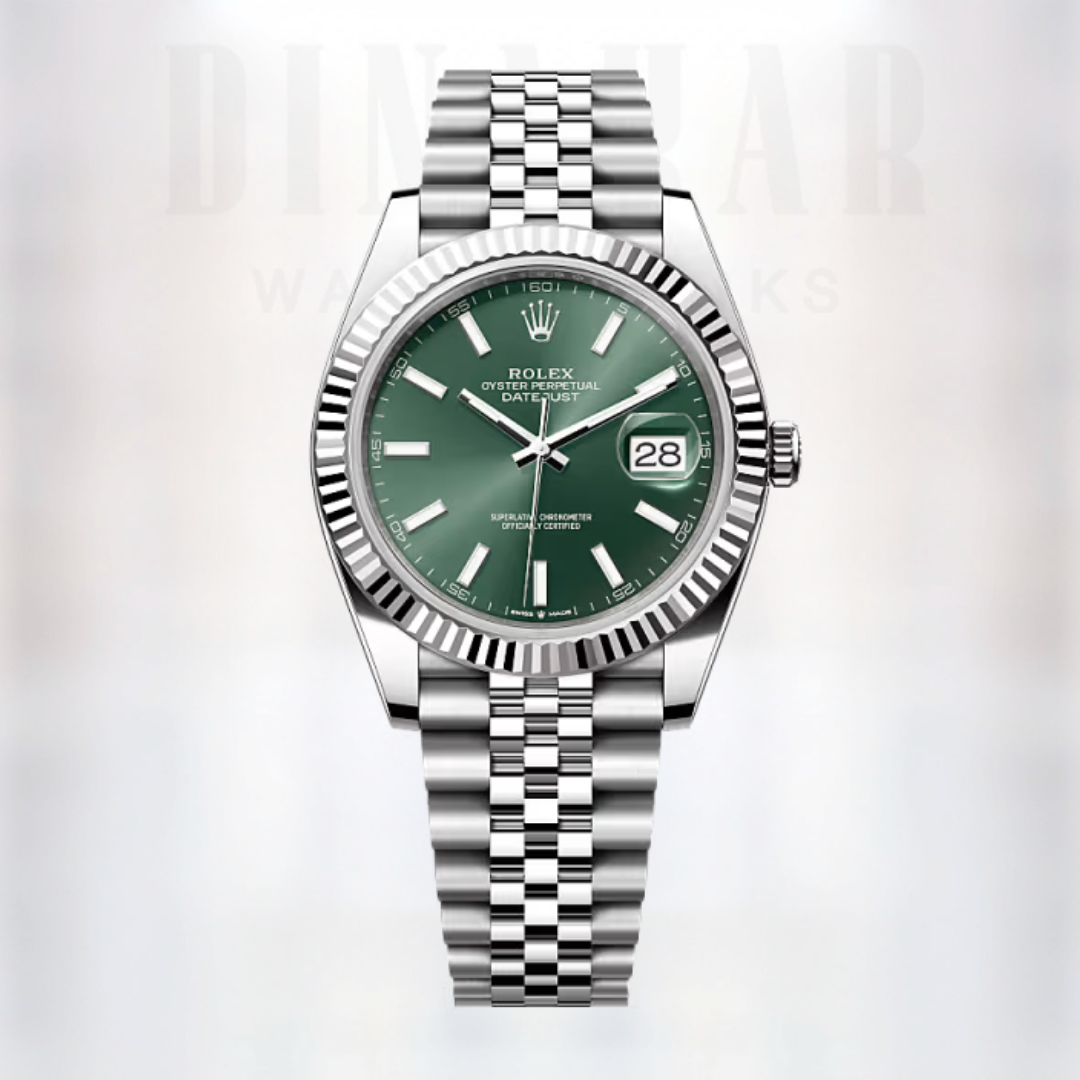 Rolex Datejust 41, Oystersteel and White Gold, Mint green dial