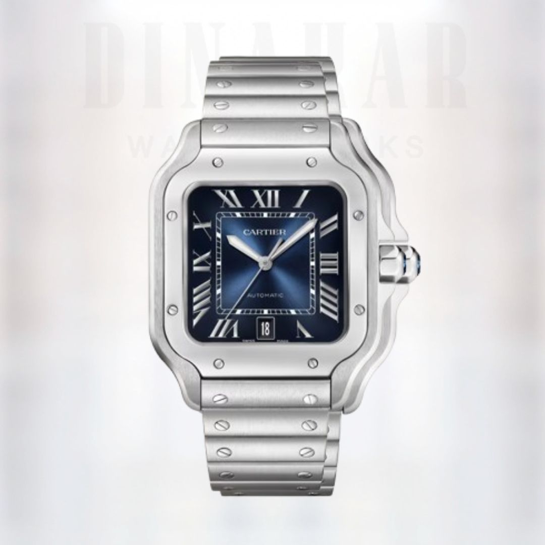 Cartier Santos Large, Steel, Blue Dial