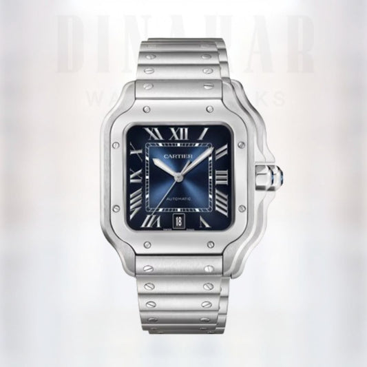Cartier Santos Large, Steel, Blue Dial