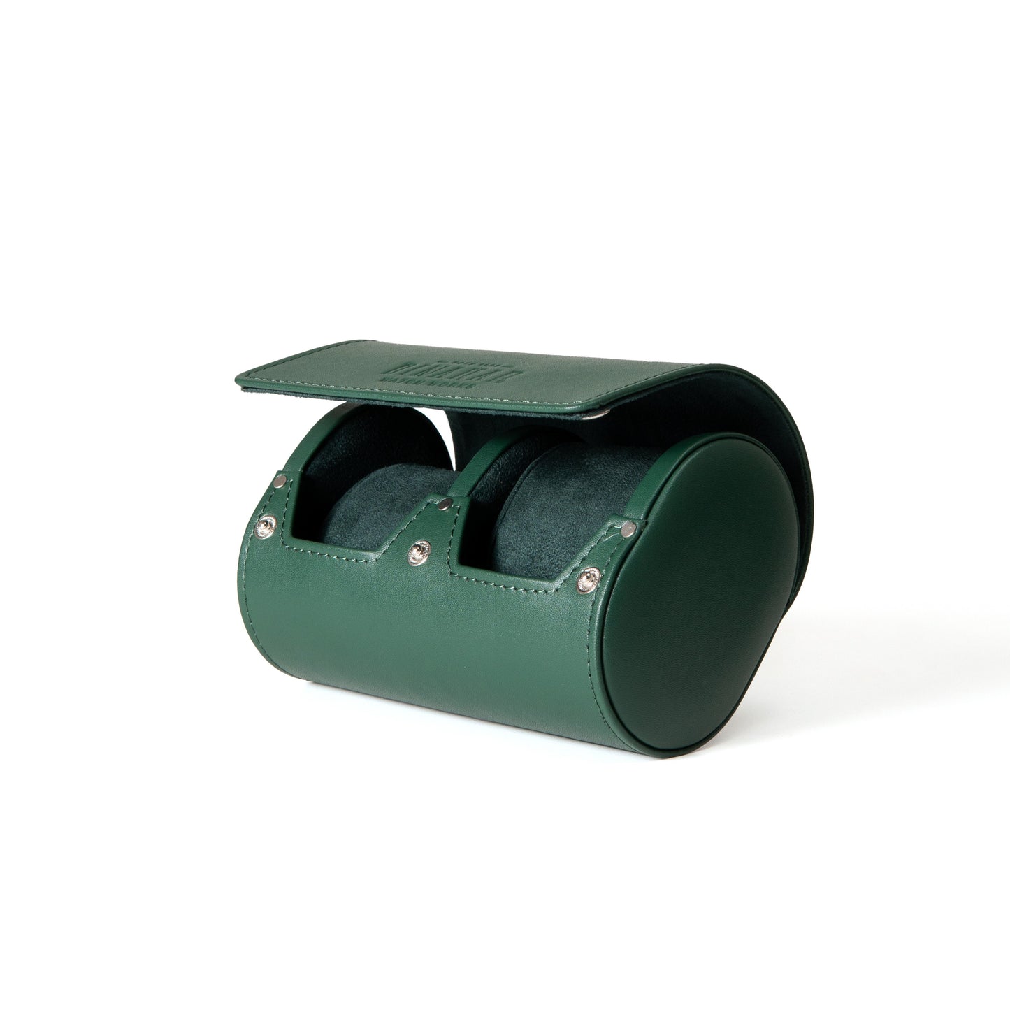 Travel Leather 2-Slot Watch Roll (Green)