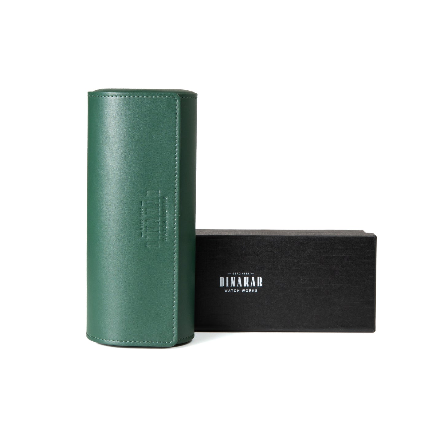 Travel Leather 3-Slot Watch Roll (Green)