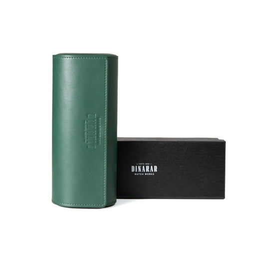 Travel Leather 3-Slot Watch Roll (Green)