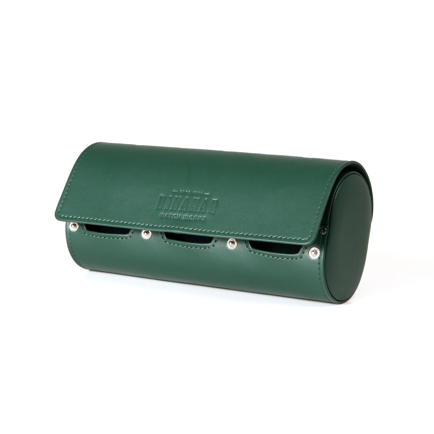 Travel Leather 3-Slot Watch Roll (Green)