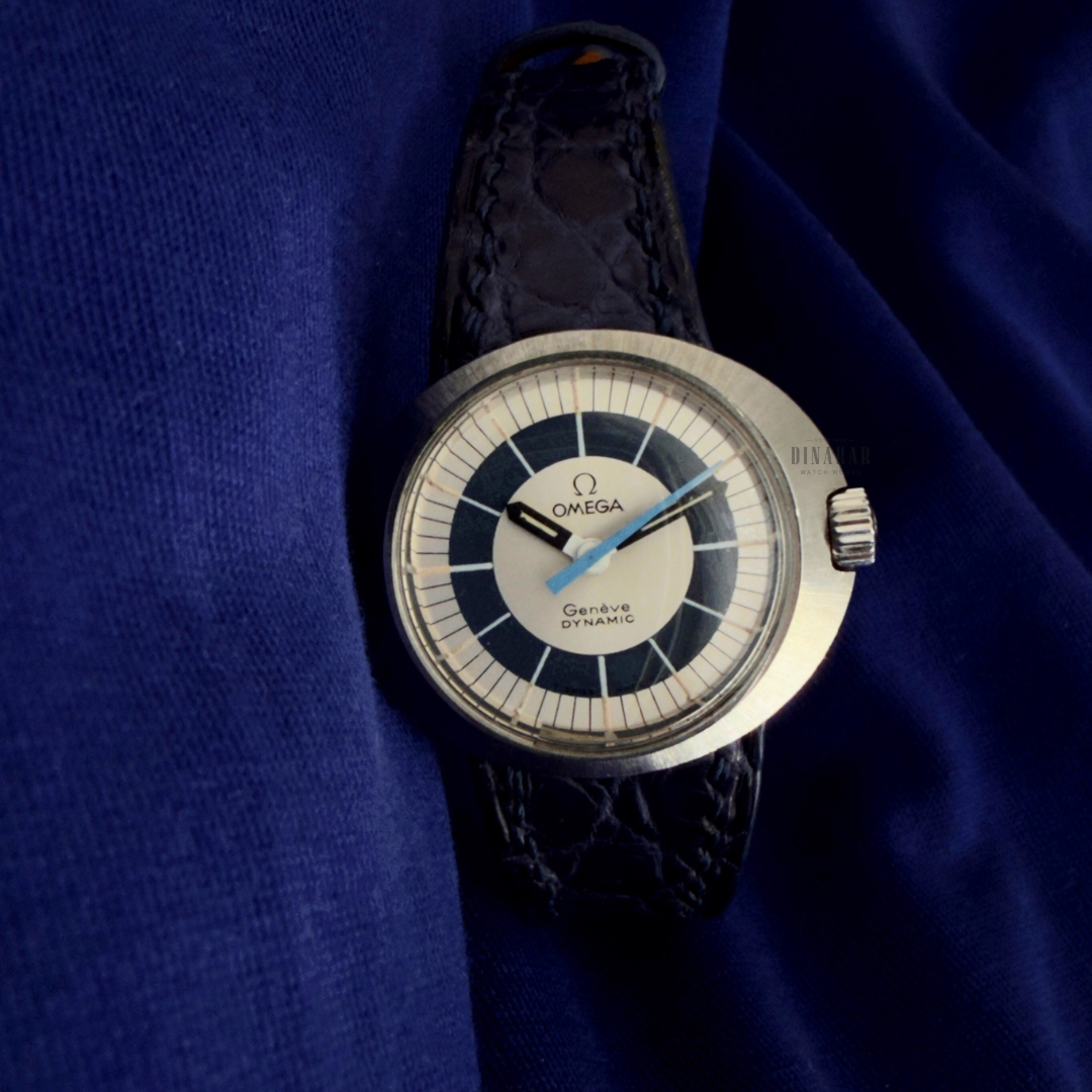 Vintage Omega Genève Dynamic, Steel on Leather, Silver Dial