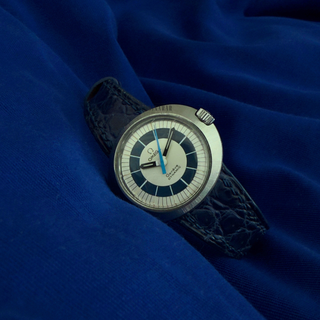 Vintage Omega Genève Dynamic, Steel on Leather, Silver Dial
