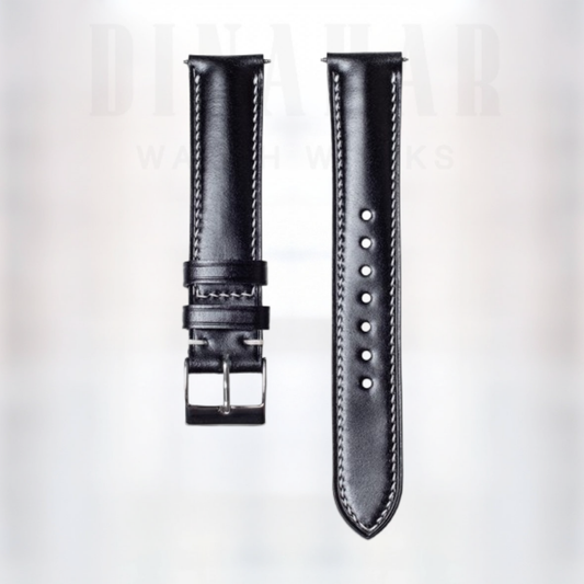 Shell Cordovan Leather Strap, Black