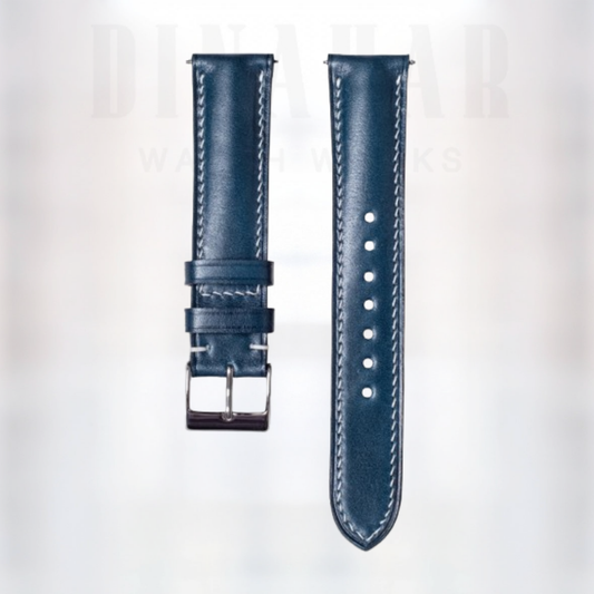 Shell Cordovan Leather Strap, Blue