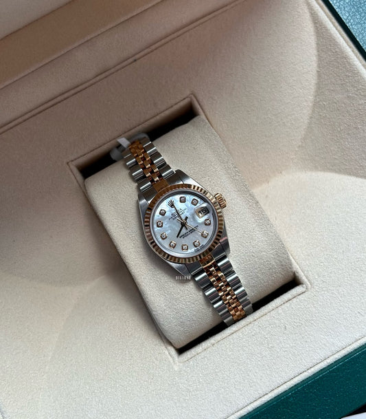 Vintage Rolex Datejust 26, Oystersteel and Yellow Gold, Mother of Pearl Diamond dial