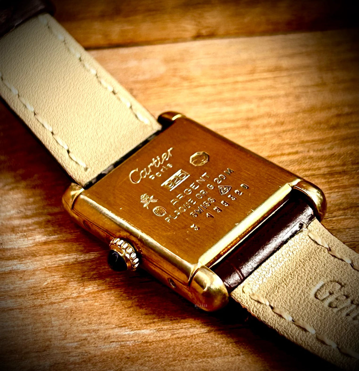Vintage Cartier Tank Vermeil, Trinity Dial on Leather