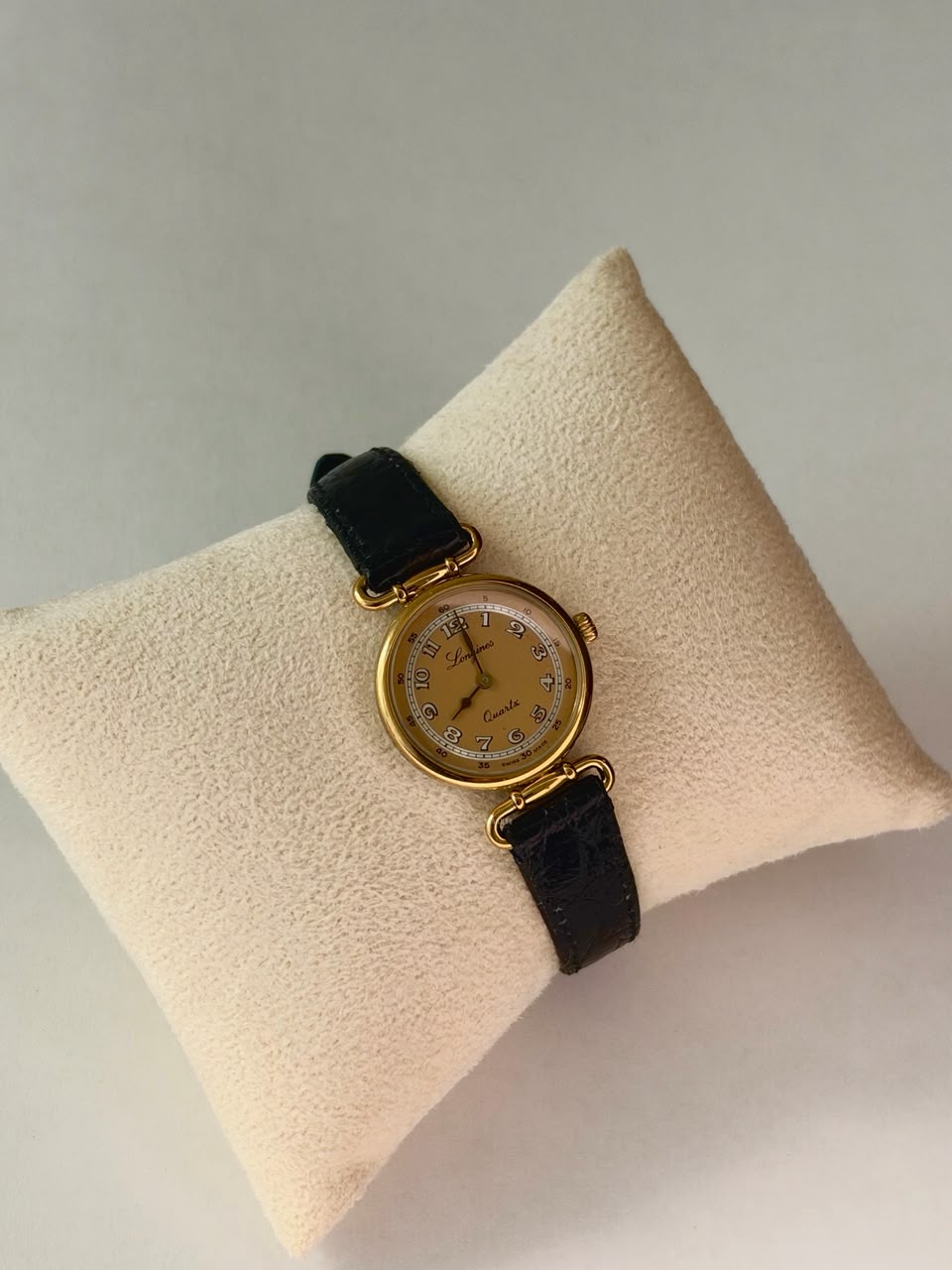 Vintage Longines 150th Anniversary Watch, Yellow Gold on leather, Gold Dial