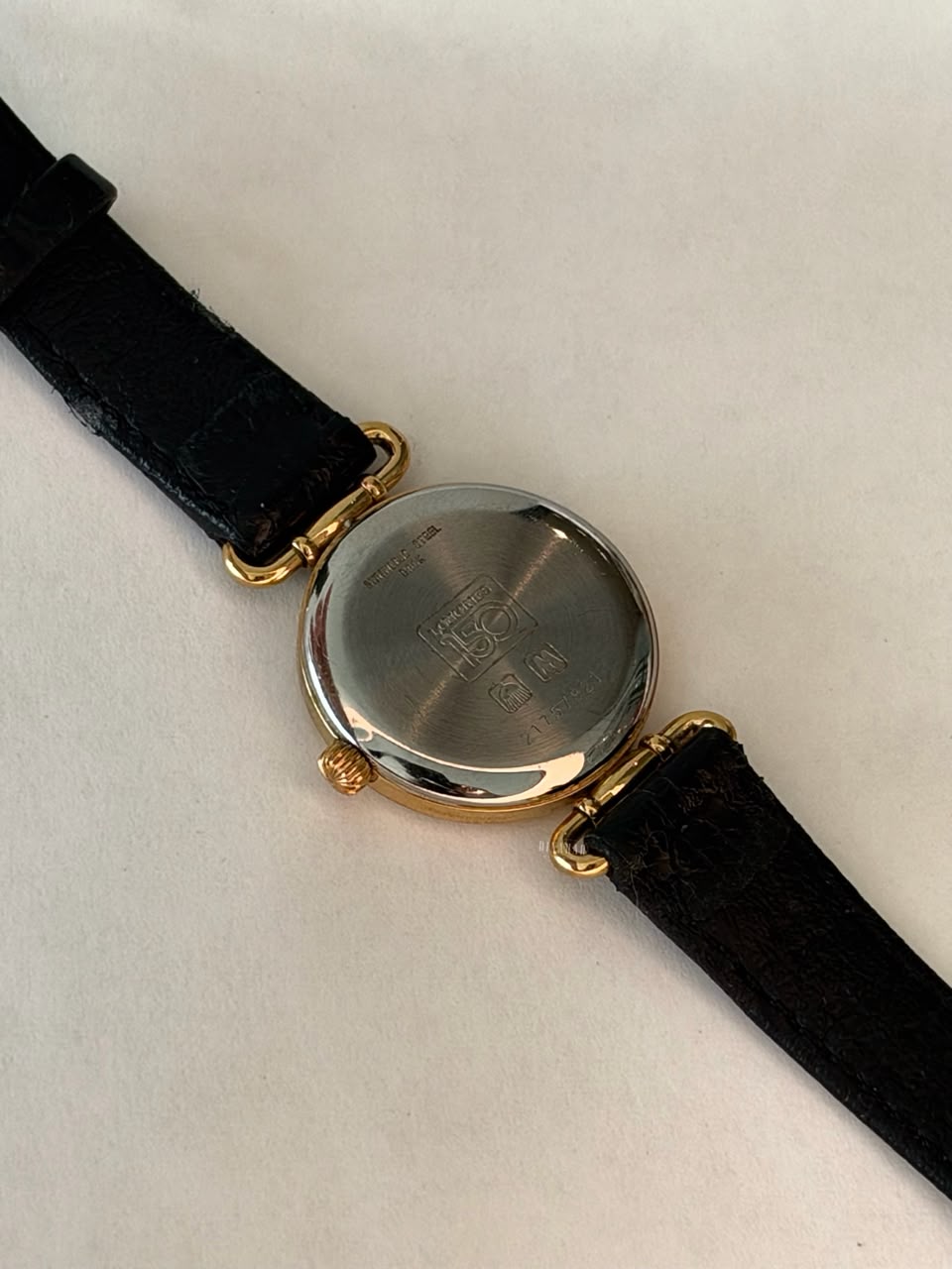 Vintage Longines 150th Anniversary Watch, Yellow Gold on leather, Gold Dial