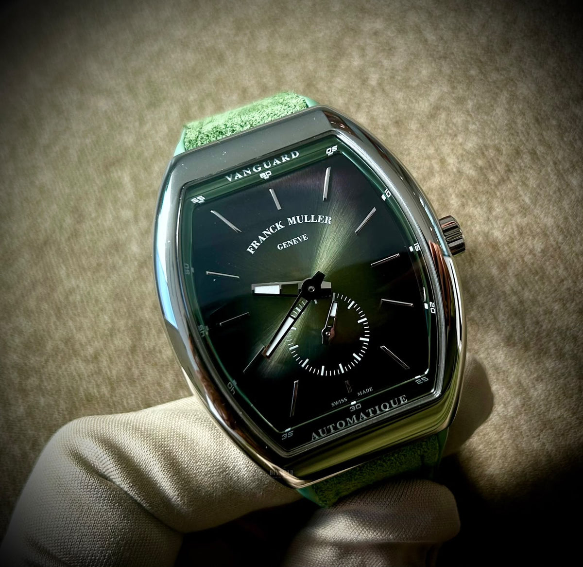 Franck Muller Vanguard Sfumato Slim Olive Dial with Stainless Steel Case
