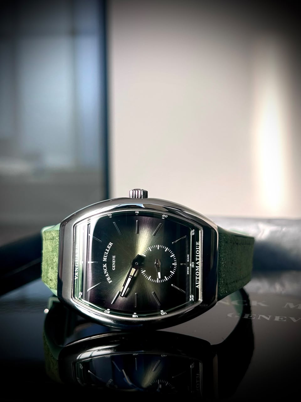 Franck Muller Vanguard Sfumato Slim Olive Dial with Stainless Steel Case