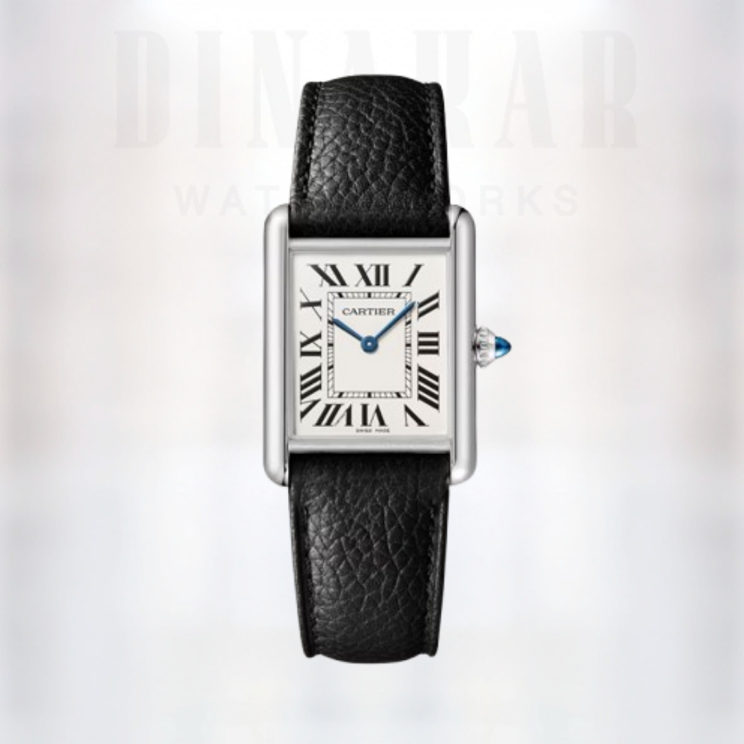 Cartier Tank Must Large, Steel on Leather, White Dial