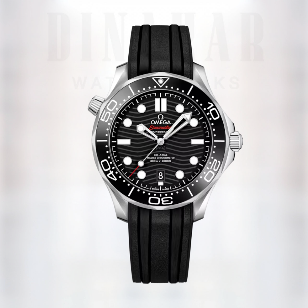 Omega Seamaster Diver 300M, Steel on Rubber, Black