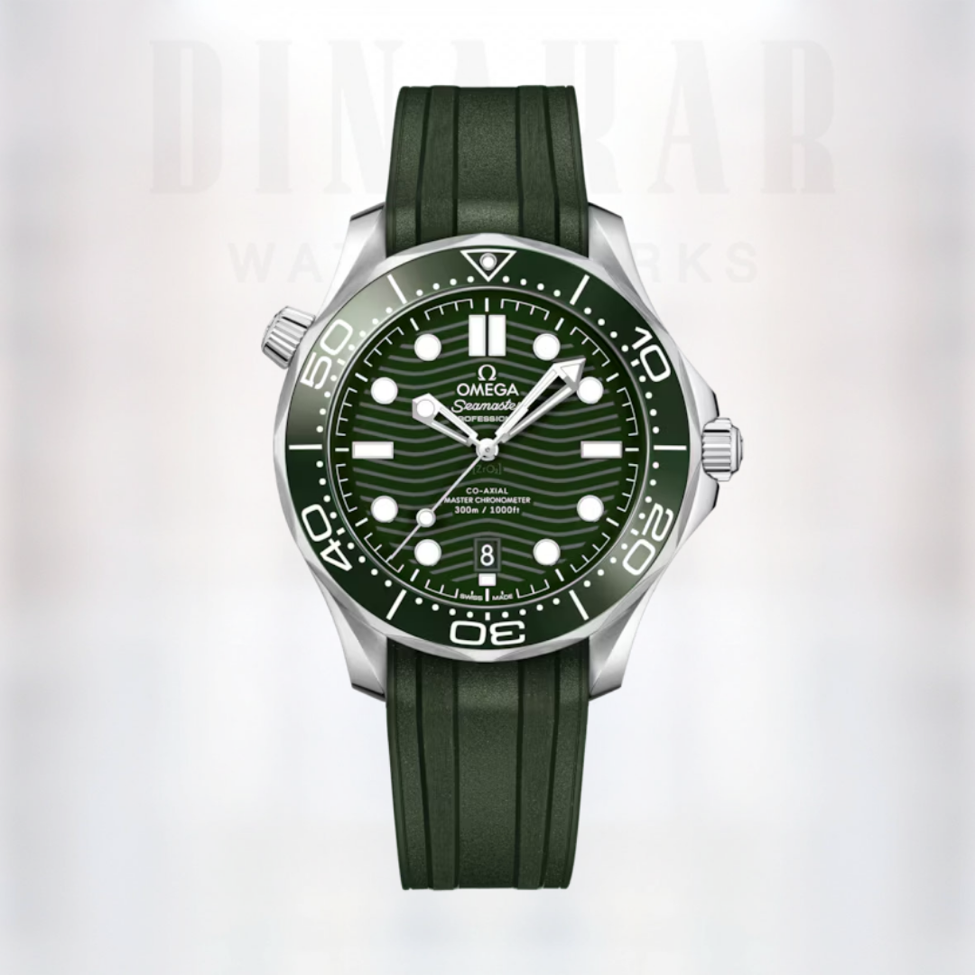 Omega Seamaster Diver 300M, Steel on Rubber, Green