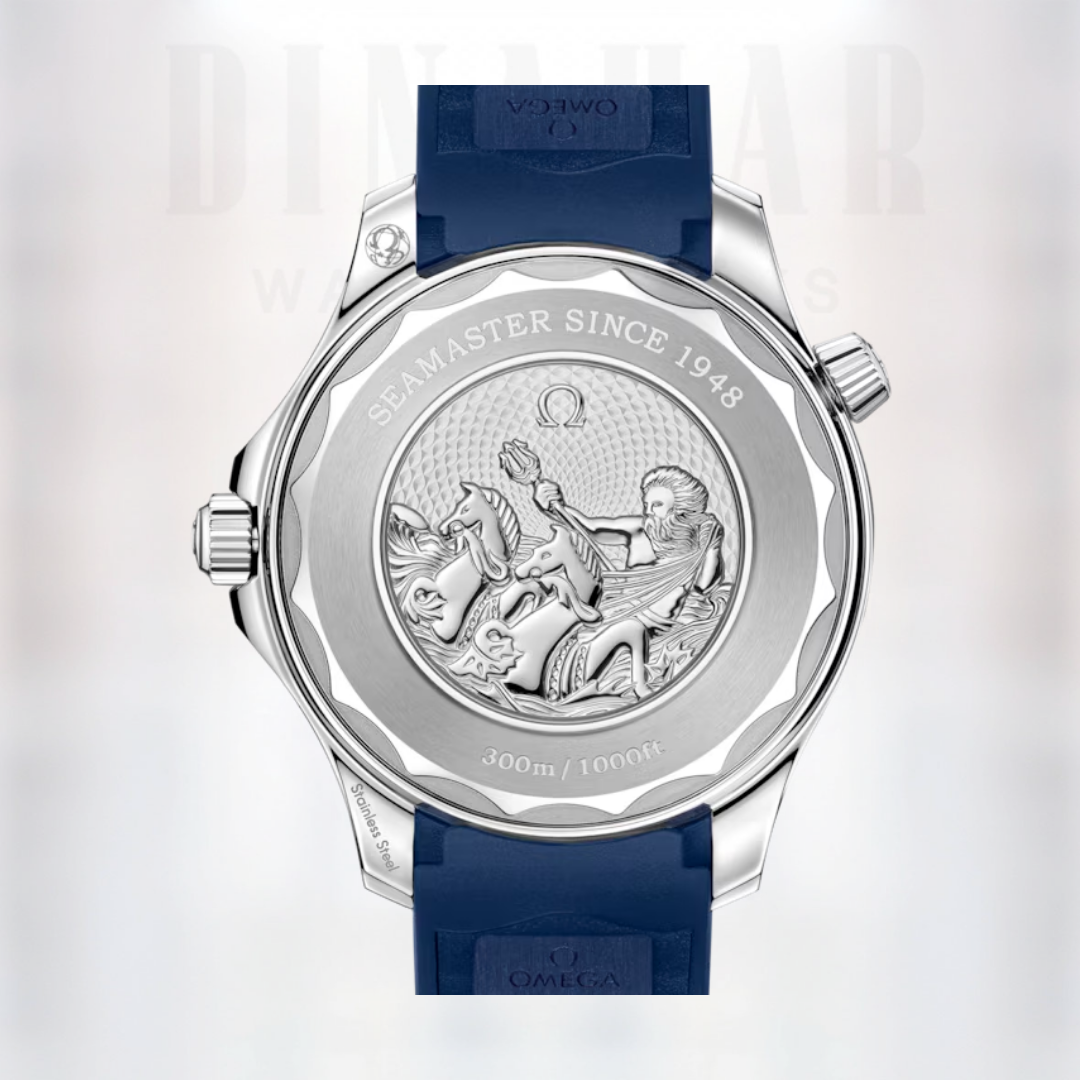 Omega Seamaster Diver 300M, Steel on Rubber, Summer Blue